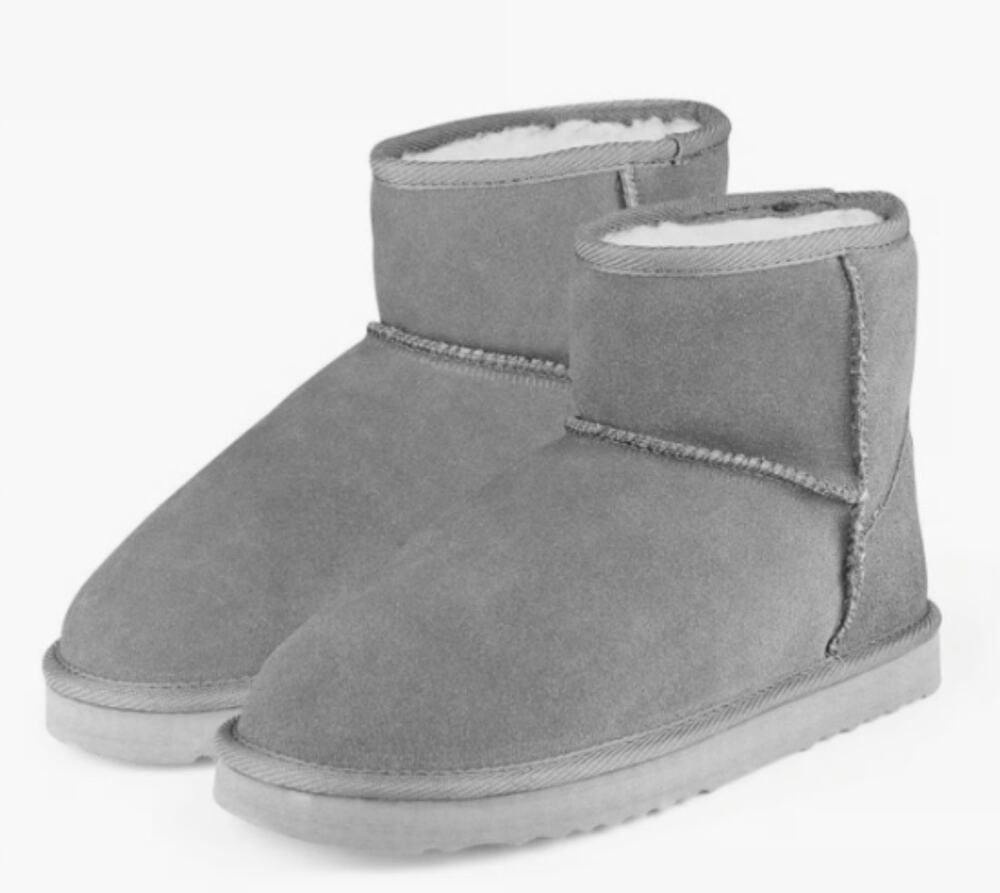 Nature Wind Suede Boots 7 NWT Gray Ankle Booties Waterproof Faux Fur